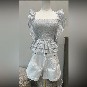 Isa & Ella Striped White/Grey Top for Women